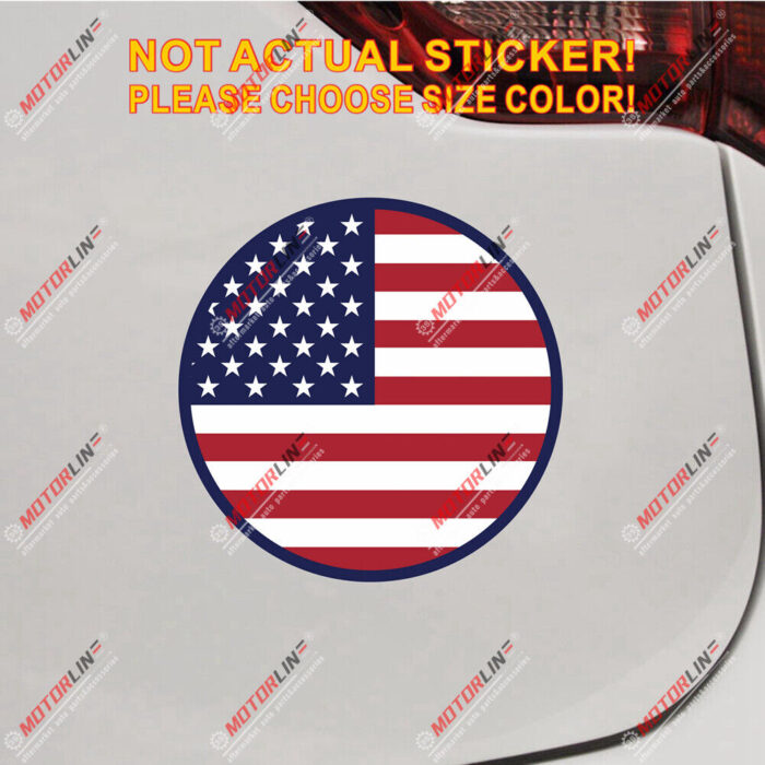 US Flag American round Decal Sticker Car Vinyl Reflective Glossy pick size - Image 1
