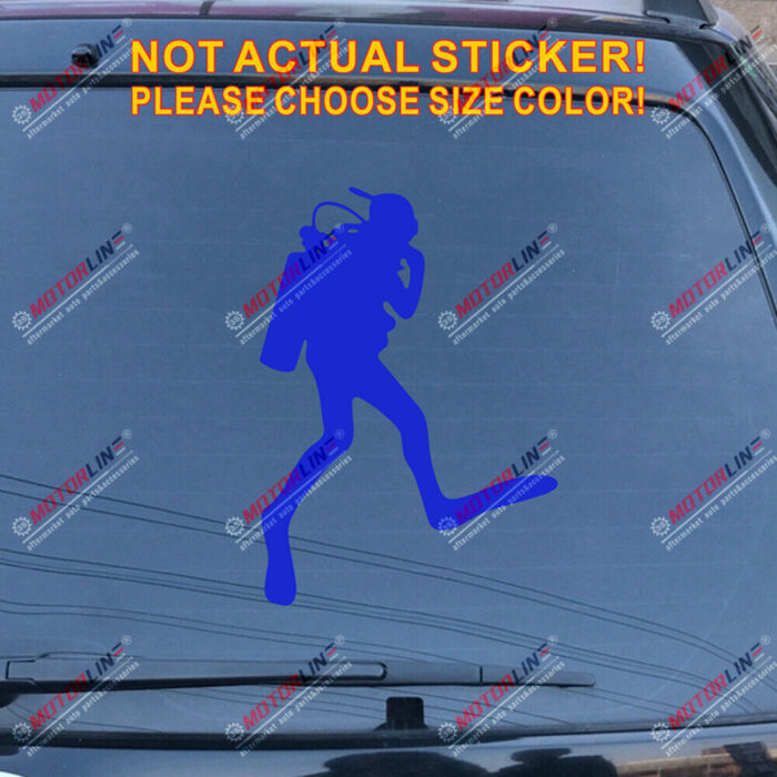 Scuba Diver Diving Decal Sticker Car Vinyl pick size color die cut no bkgrd e