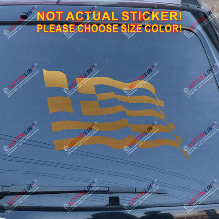 Greece Waving Flag Decal Sticker Greek Car Vinyl pick size color no bkgrd b