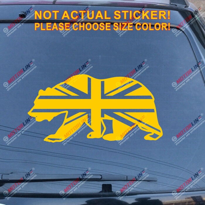 California State Bear Cali UK Union Jack Flag Decal Sticker Car Vinyl pick size