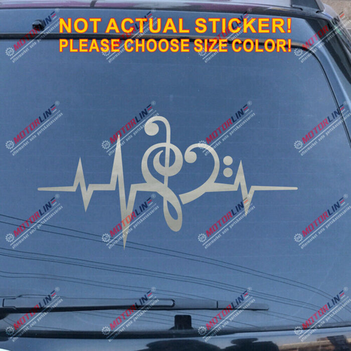 Music Note Heart Beat Love Clef Decal Sticker Car Vinyl pick size color - Image 13