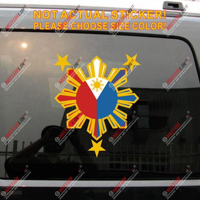 Eight-ray Sun Stars Philippines Flag Filipino Decal Sticker Car Vinyl Reflective