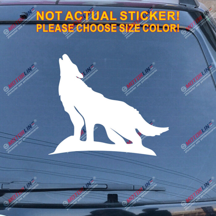 Howling Wolf Decal Sticker Car Vinyl pick size color no bkgrd die cut a