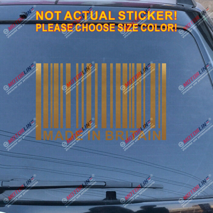 Made in Great Britain UK Barcode Decal Sticker Car Vinyl pick size no bkgrd