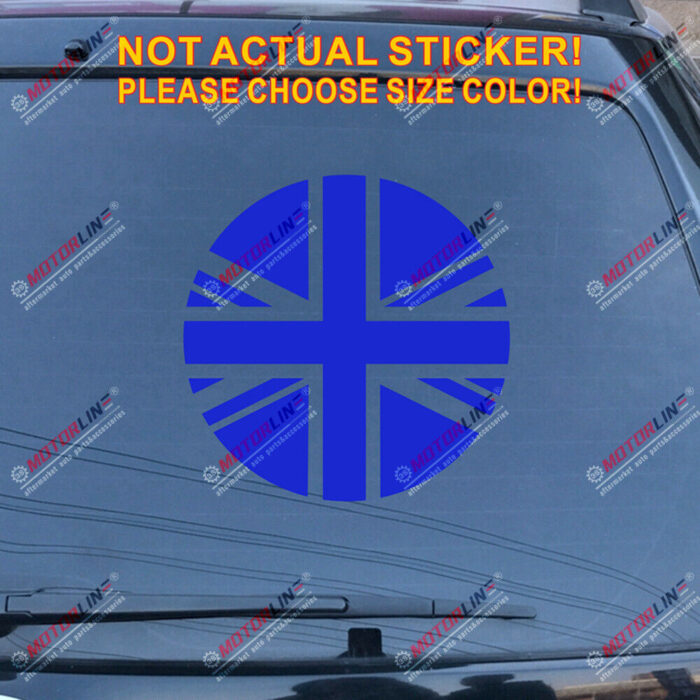 UK Flag Union Jack Decal Sticker Car Vinyl pick size color no bkgrd round