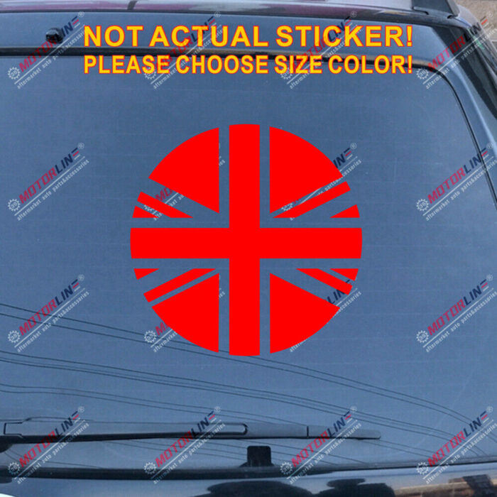 UK Flag Union Jack Decal Sticker Car Vinyl pick size color no bkgrd round