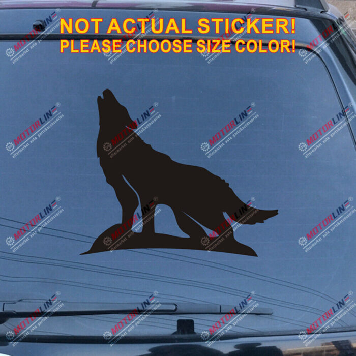 Howling Wolf Decal Sticker Car Vinyl pick size color no bkgrd die cut a