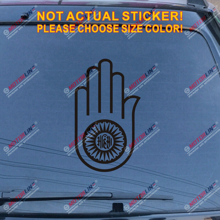 Jainism Ahimsa Hand Decal Sticker Car Vinyl pick size color no bkgrd