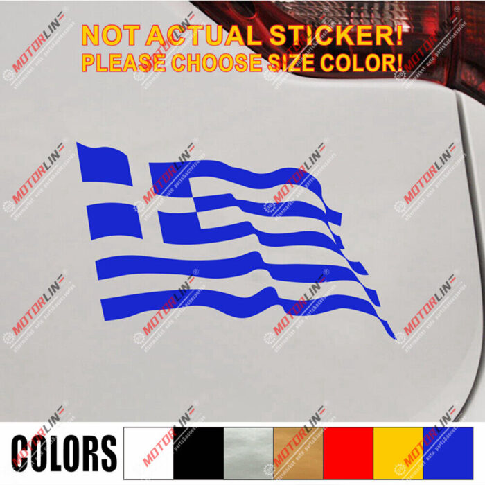 Greece Waving Flag Decal Sticker Greek Car Vinyl pick size color no bkgrd b