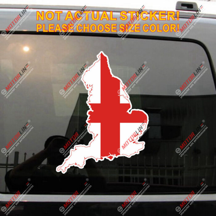 England Map Flag Decal Sticker Car Vinyl UK reflective glossy pick size