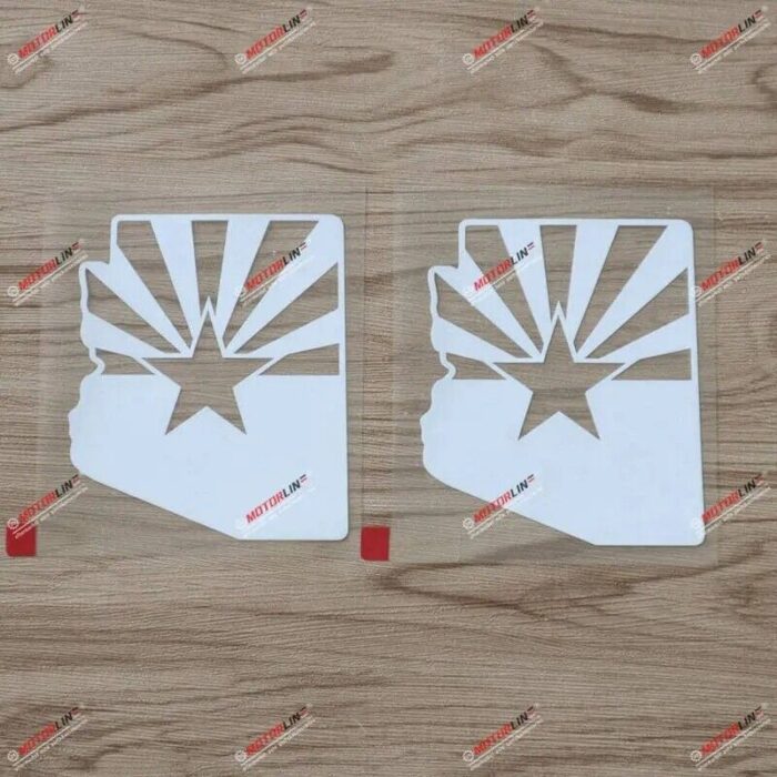 2x White 4'' Arizona Flag Map Decal Sticker American State Car Vinyl 01131