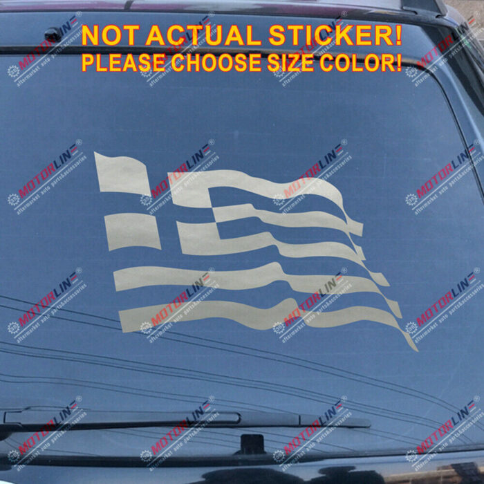 Greece Waving Flag Decal Sticker Greek Car Vinyl pick size color no bkgrd b