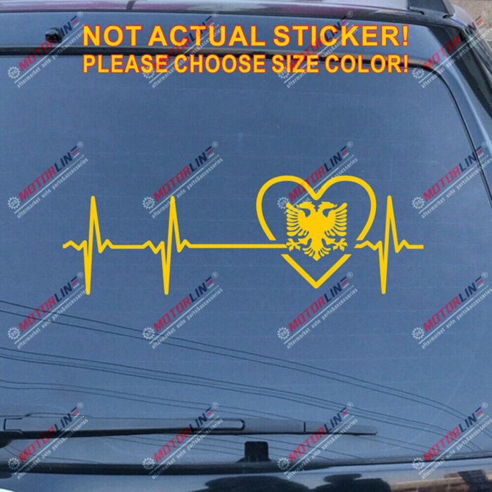 Love Albania Double headed Eagle Decal Sticker Car Vinyl Heart Beat EKG