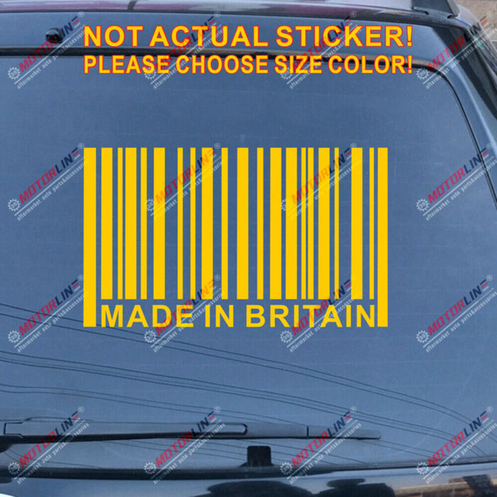 Made in Great Britain UK Barcode Decal Sticker Car Vinyl pick size no bkgrd