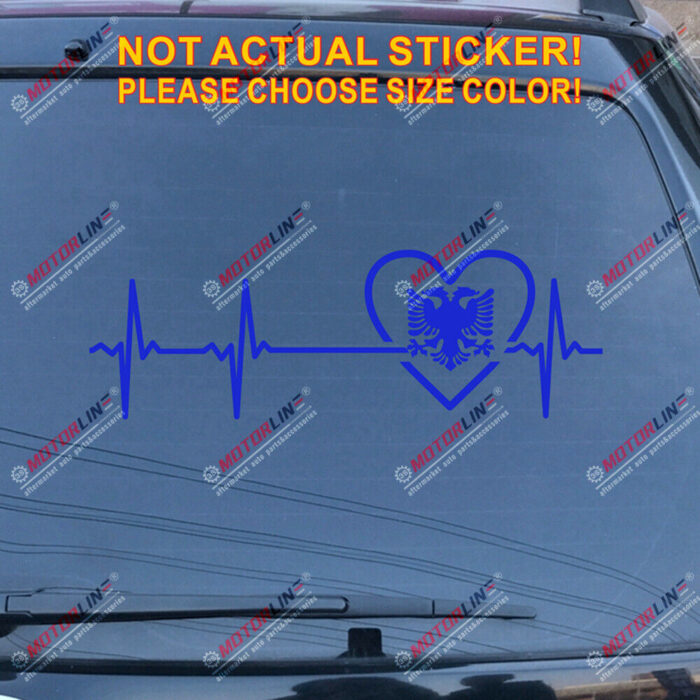 Love Albania Double headed Eagle Decal Sticker Car Vinyl Heart Beat EKG