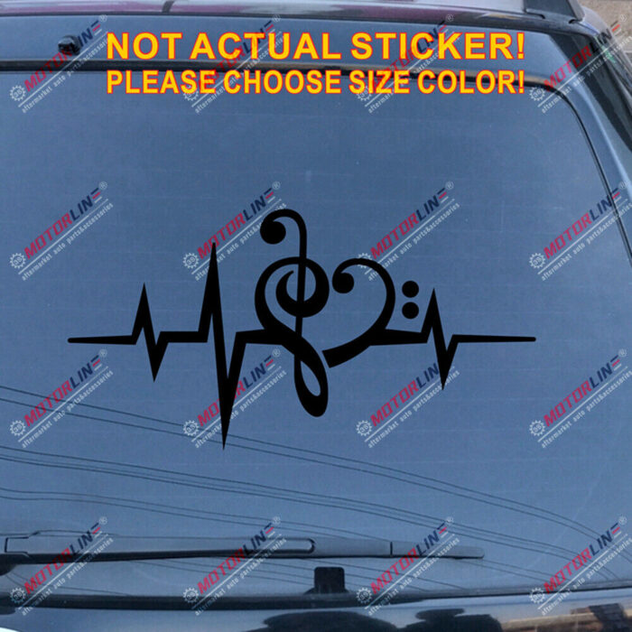 Music Note Heart Beat Love Clef Decal Sticker Car Vinyl pick size color - Image 10