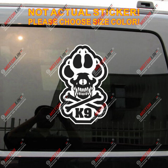 K9 K-9 Police Dog Unit Skull Decal Sticker Car Vinyl Reflective Glossy pick size