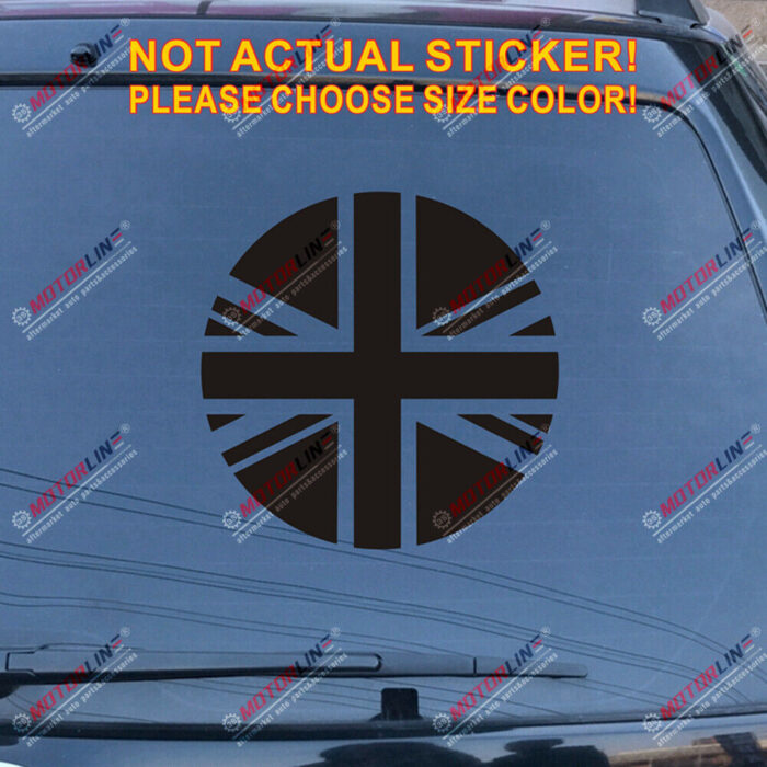 UK Flag Union Jack Decal Sticker Car Vinyl pick size color no bkgrd round