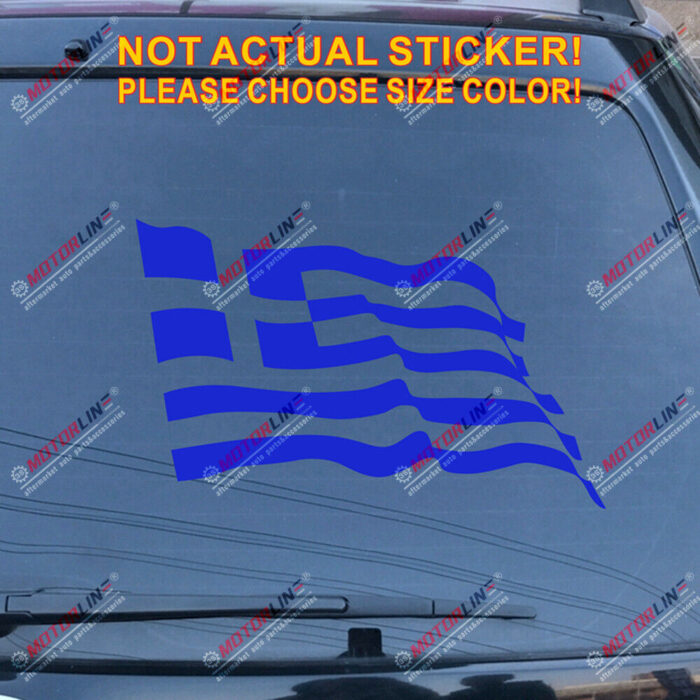 Greece Waving Flag Decal Sticker Greek Car Vinyl pick size color no bkgrd b