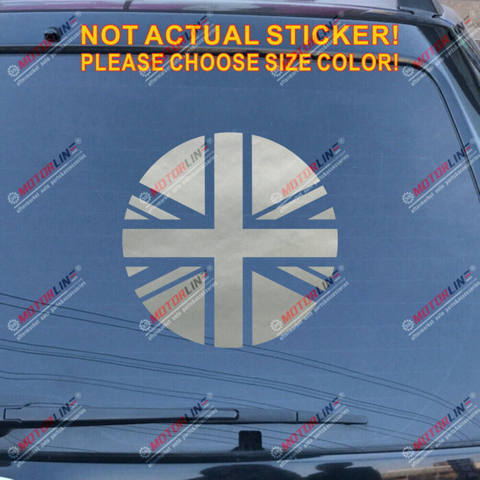 UK Flag Union Jack Decal Sticker Car Vinyl pick size color no bkgrd round