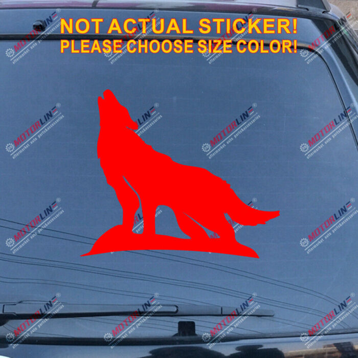 Howling Wolf Decal Sticker Car Vinyl pick size color no bkgrd die cut a