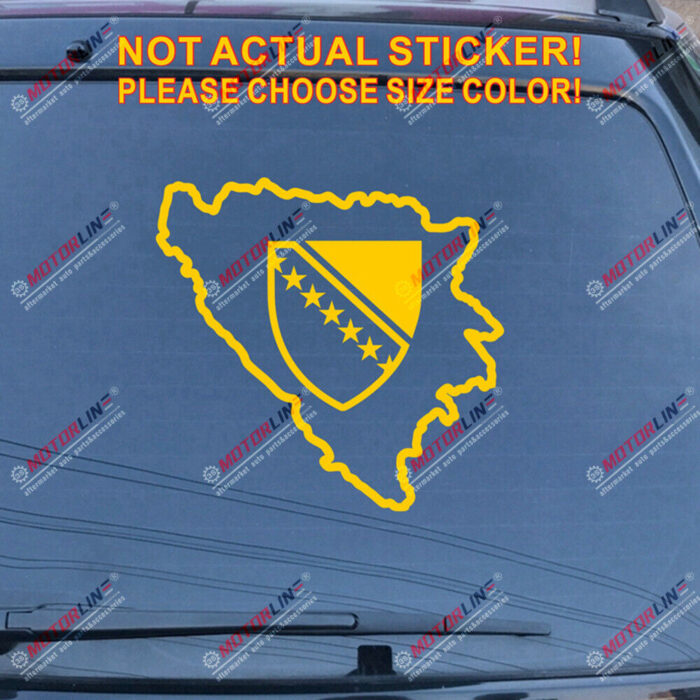 Bosnia and Herzegovina Map Decal Sticker Coat of arms Car Vinyl pick size color