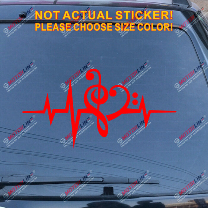 Music Note Heart Beat Love Clef Decal Sticker Car Vinyl pick size color - Image 14