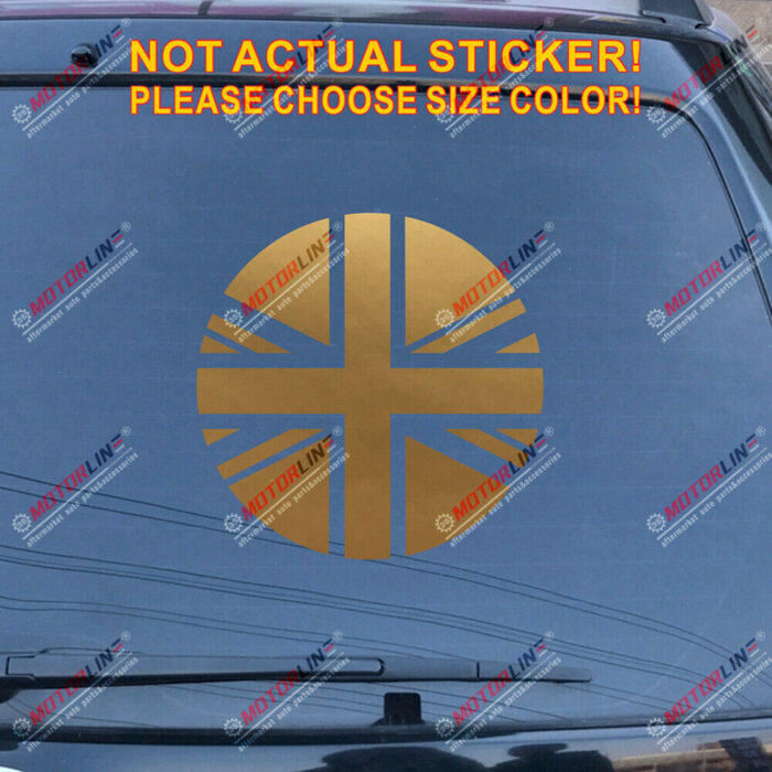 UK Flag Union Jack Decal Sticker Car Vinyl pick size color no bkgrd round