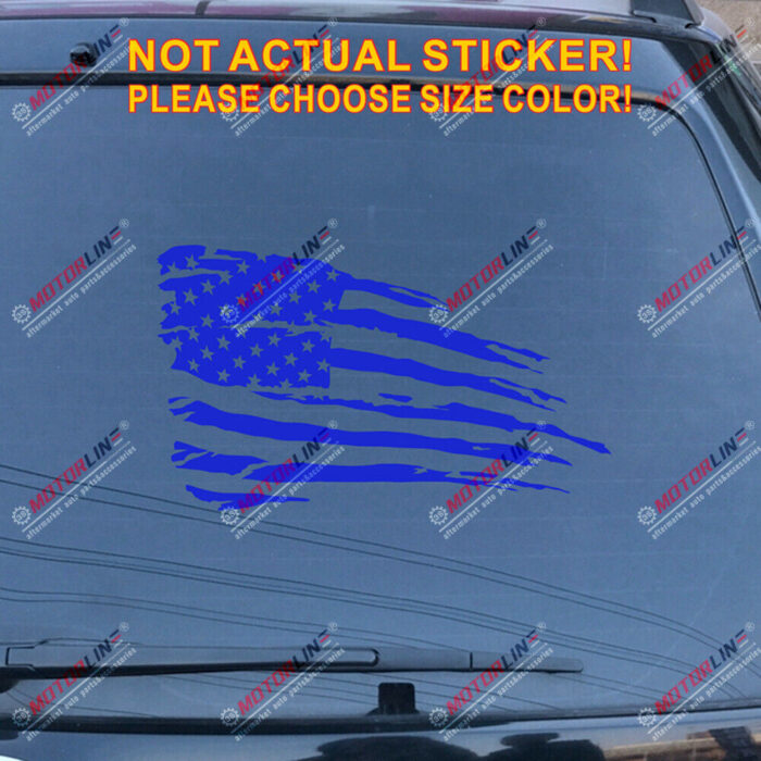 USA American Flag Decal Sticker Car Vinyl pick size American no bkgrd distressed