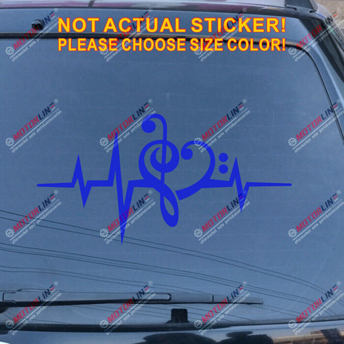 Music Note Heart Beat Love Clef Decal Sticker Car Vinyl pick size color - Image 16