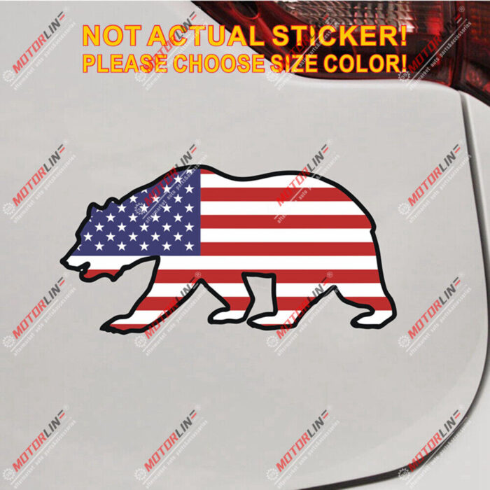 California Bear Cali American US Flag Decal Sticker Car Vinyl Reflective Glossy