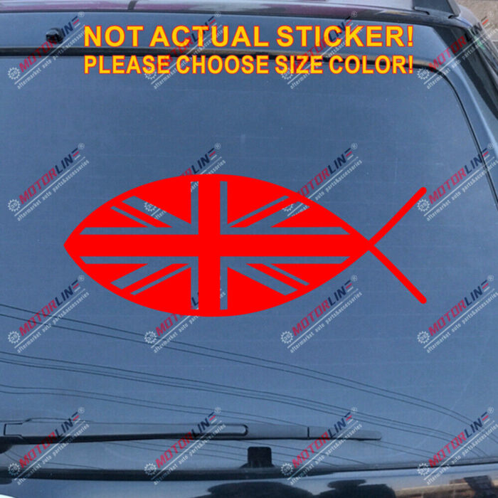 Jesus Fish UK Flag Union Jack British Decal Sticker Christ Car Vinyl pick size