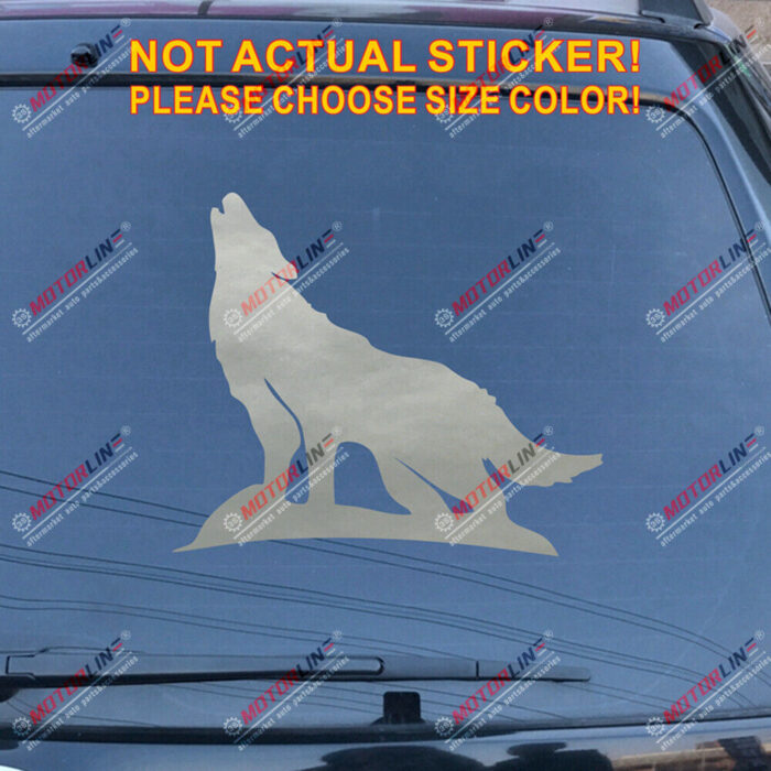 Howling Wolf Decal Sticker Car Vinyl pick size color no bkgrd die cut a