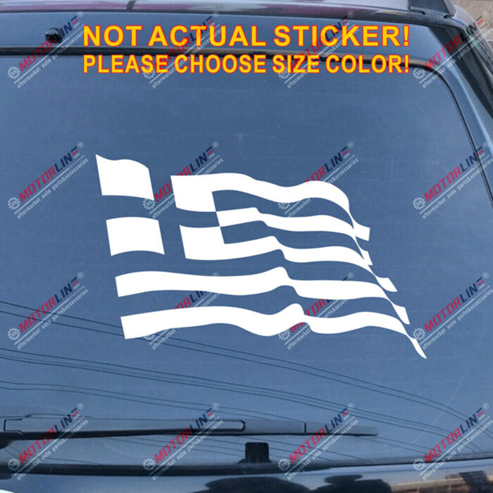 Greece Waving Flag Decal Sticker Greek Car Vinyl pick size color no bkgrd b