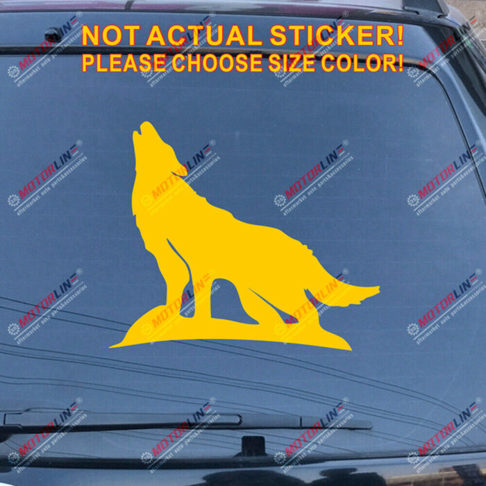 Howling Wolf Decal Sticker Car Vinyl pick size color no bkgrd die cut a