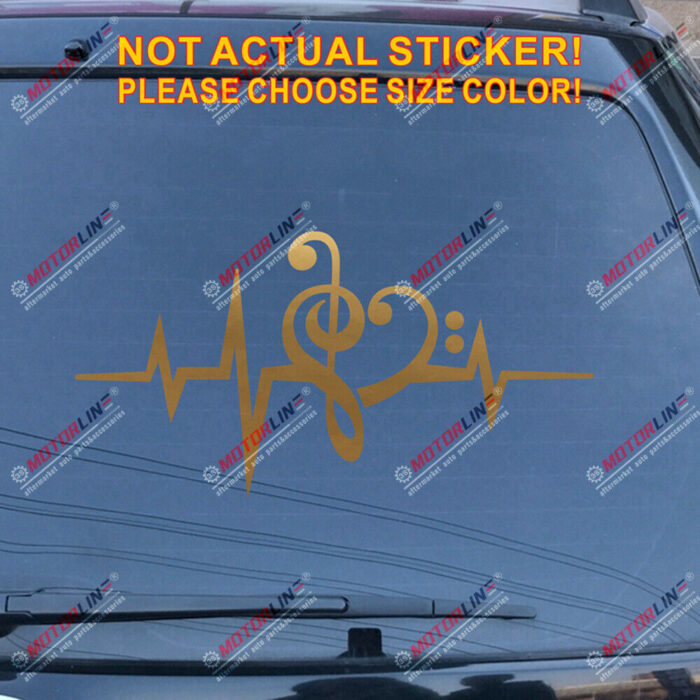 Music Note Heart Beat Love Clef Decal Sticker Car Vinyl pick size color - Image 12