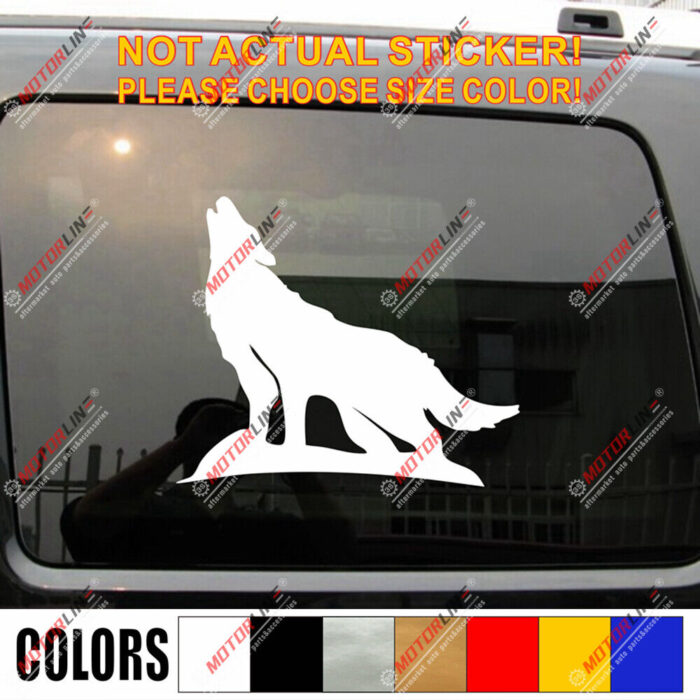 Howling Wolf Decal Sticker Car Vinyl pick size color no bkgrd die cut a