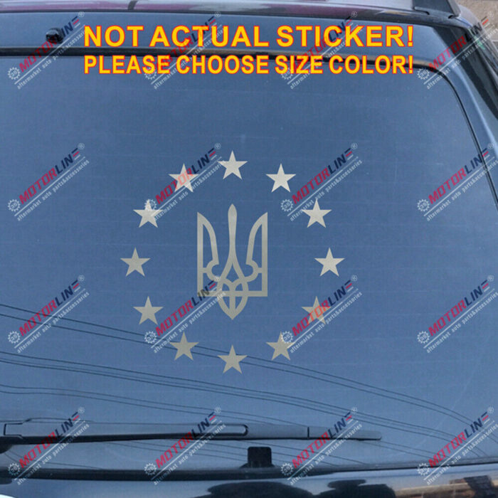 Ukraine Flag Tryzub EU Decal Sticker Ukrainian Car Vinyl pick size no bkgrd