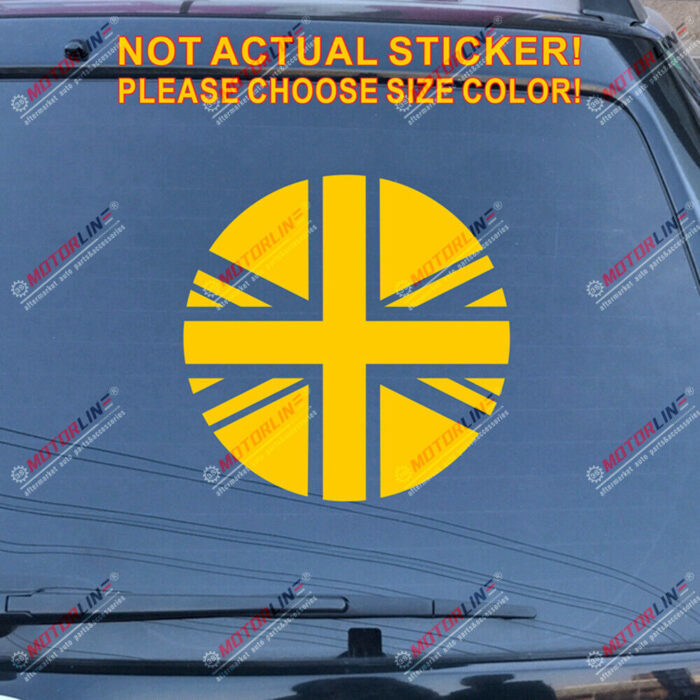 UK Flag Union Jack Decal Sticker Car Vinyl pick size color no bkgrd round