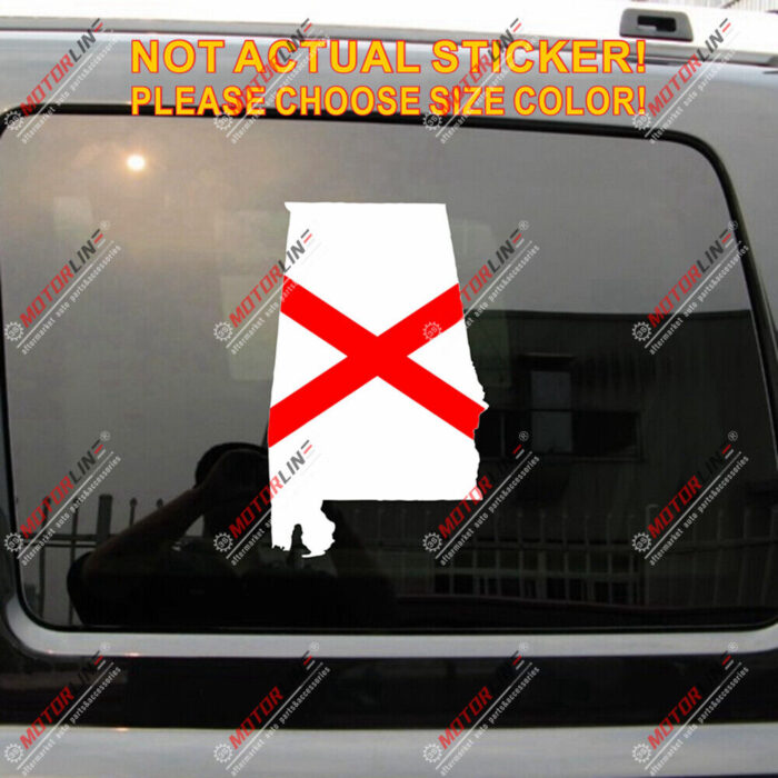Alabama State Flag Map AL Decal Sticker Car Vinyl reflective glossy pick size - Image 1