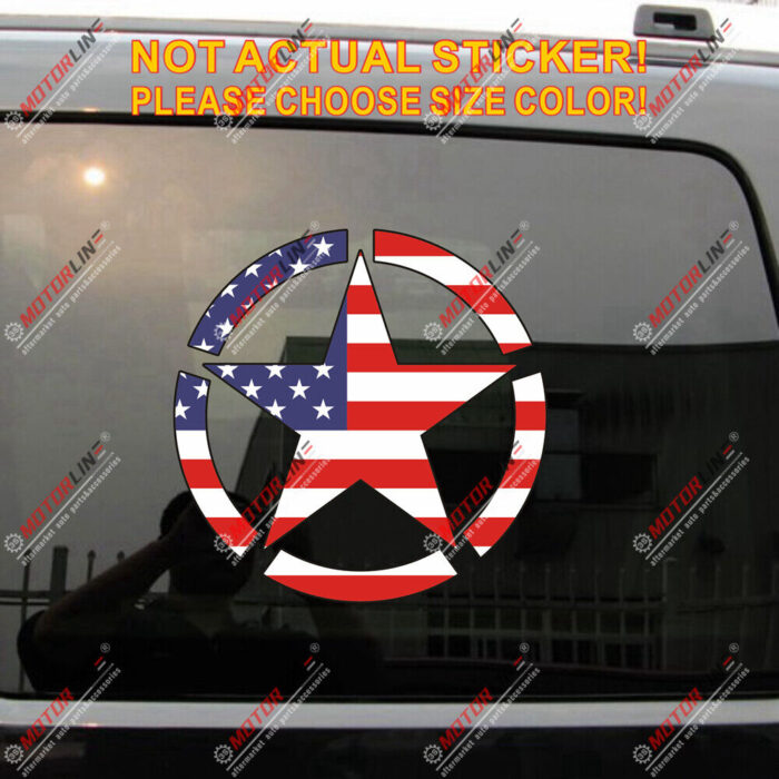 Army Star USA American Flag Decal Sticker Car Vinyl Reflective Glossy pick size - Image 1