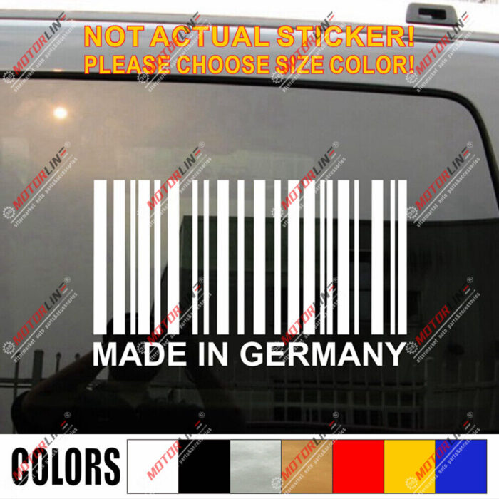 Made In Germany Barcode Decal Sticker Car Vinyl German fit for BMW Benz b