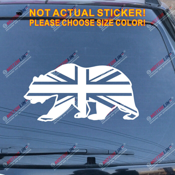 California State Bear Cali UK Union Jack Flag Decal Sticker Car Vinyl pick size