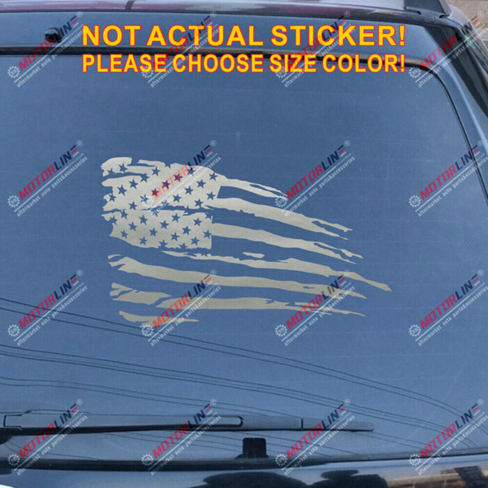 USA American Flag Decal Sticker Car Vinyl pick size American no bkgrd distressed