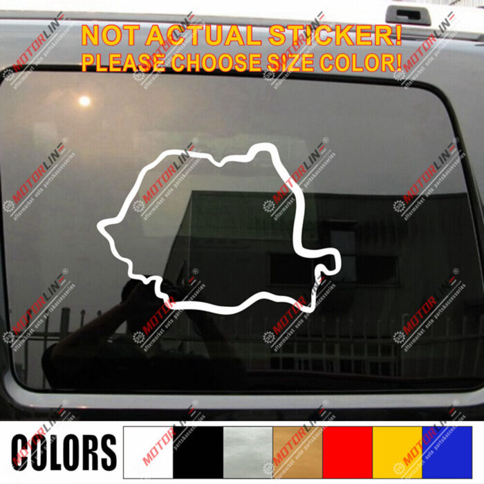 Romania Map Decal Sticker Romanian Outline Silhouette Car Vinyl pick size color