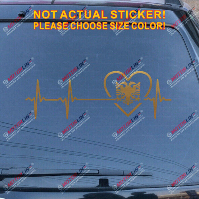 Love Albania Double headed Eagle Decal Sticker Car Vinyl Heart Beat EKG