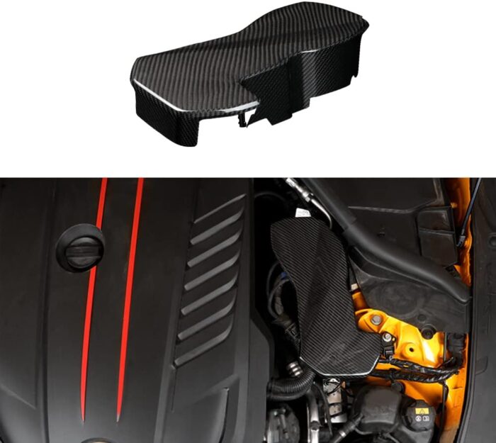 JSWAN Carbon Fiber Engine Room Wire Protection Cover for Toyota Supra A90 GR MK5 Car Hood Modification Parts Engine Room Harness Cover Automobile Exterior Trim Replacement Accessories