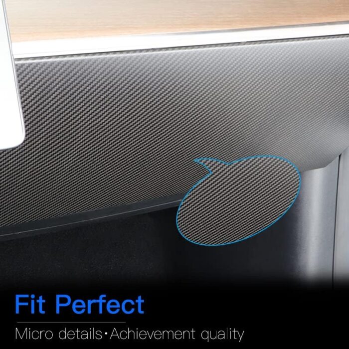 JSWAN Carbon Fiber Glove Box Protector Cover for Tesla Model 3/Y 2017-2022 Glove Box Anti Kick Pad Interior Accessories Dash Covers (Bright Black)