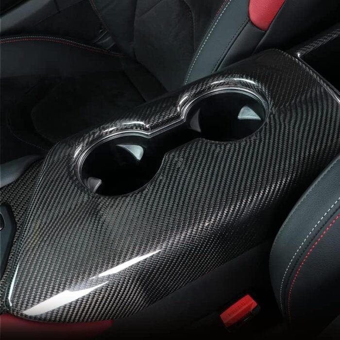 JSWAN Real Carbon Fiber Car Central Control Cup Holder Trim Panel Cover for GR Supra A90 Left-Hand Drive Water Cup Slot Sticker Armrest Box Decorative Cover Car Interior Accessories