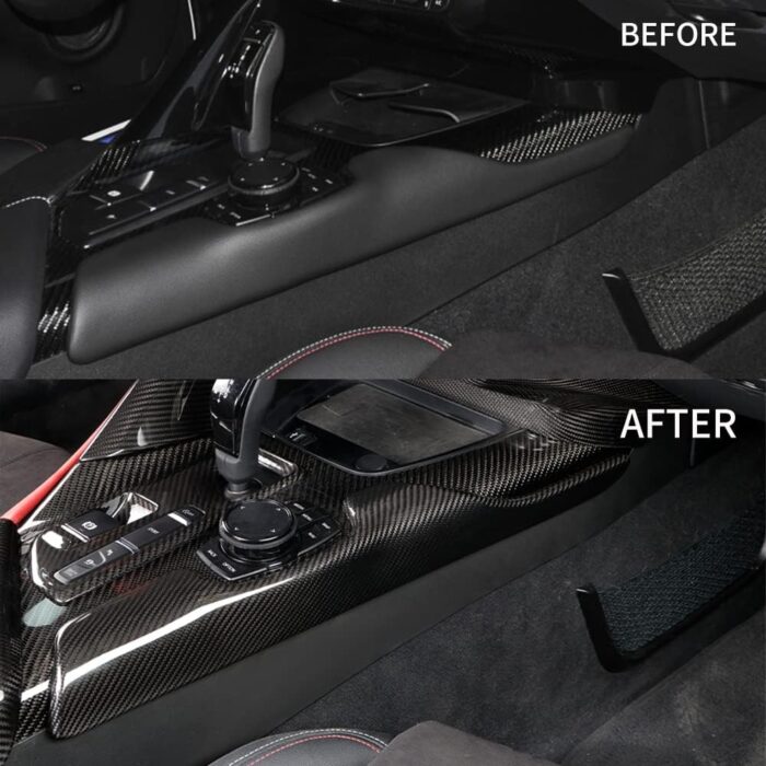 JSWAN Real Carbon Fiber Console Gear Shift Frame Side Cover Fit for Toyota Supra GR A90 MK5 2019-2024 Gear Shift Panel Trim Sticker, Dashboard Cover Central Control Cover
